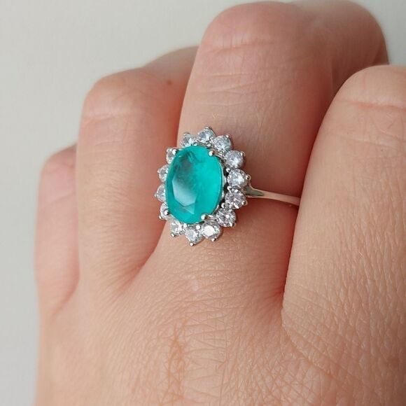 925 Silver Paraiba Tourmaline Ring - Picture 5 of 11